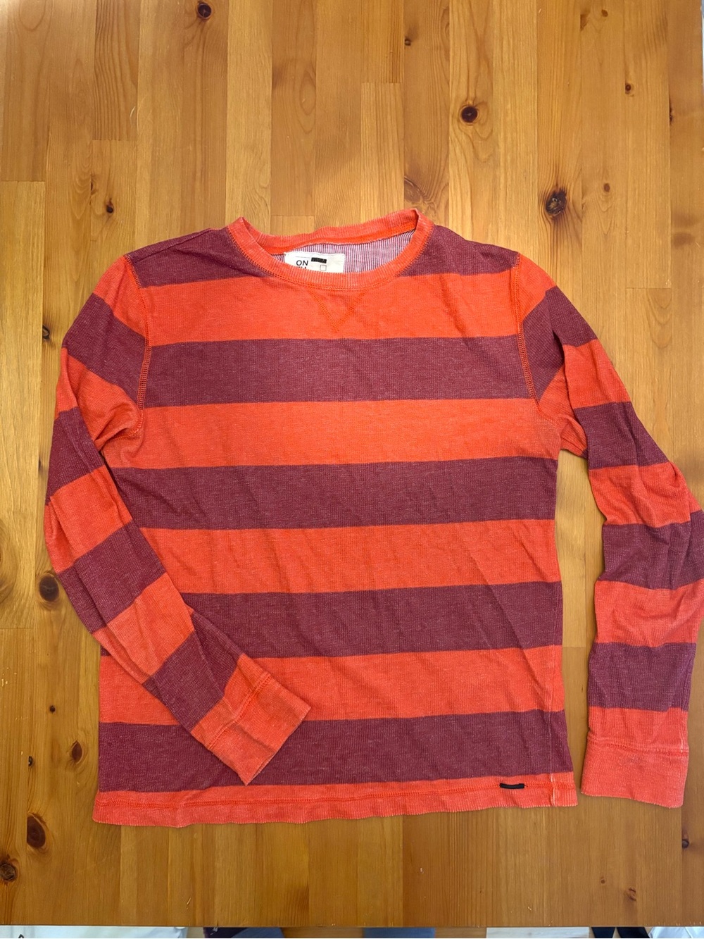 On The Byas Red & Burgundy Striped Long-Sleeve Top